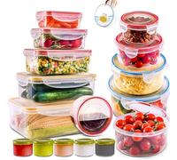 RFAQK - 28 recipientes de almacenamiento de alimentos con tapas herméticas (85 onzas a 1.2 onzas) 14 recipientes de plástico transparente con 14 tapas, recipientes grandes para preparar comidas para