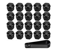 RFDTEWAX 20 Piezas Tapas de Tuercas Rueda para Renault 5 E-Tech 2024 2025, Wheel Bolt Nut Cap, con Herramienta de desmontaje, tapón Hexagonal,19mm-A Black