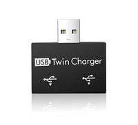 Rfeeuubft 1 Uds Hub USB de 2 puertos Cargador Hub Adaptador USB Splitter Portátil Mini Dual USB Extensión de Carga para Teléfono Ordenador Negro