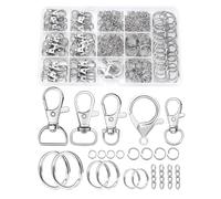 Rfeeuubft Kit para Hacer Llaveros: Clip para con Anilla para Llaves, Gancho Giratorio A Presión, Anillas de Salto y Cadena Extensora para Manualidades y Proyectos de Bricolaje