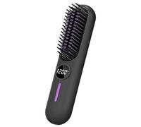 Rfeeuubft Peine Alisador de Pelo Eléctrico Multifuncional con Iones Negativos, Herramienta de Peinado Antiescaldaduras, Color Negro