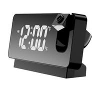 Rfeeuubft Proyector de Espejo Digital de 180° para Techo, Proyector de Mesita de Noche, Despertador, Carga USB para Dormitorio, Sala de Estar, Color Negro