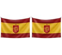 RFEF - Bandera de España | Detallada con el Escudo de la Selección Española y la Estrella del Mundial - En Poliéster | Medidas 90 x 100 cm (Paquete de 2)