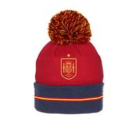 RFEF - Gorro de Lana con Pompón | Detallado con el Escudo de la Selección Española y la Estrella del Mundial - Color Rojo