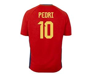 RFEF - Mini Kit Oficial Selección Española de Fútbol | Primera Equipación España Mundial 2022 - Pedri Dorsal 10 | Talla 4 Años