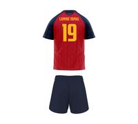 RFEF - Réplica Oficial de la Primera Equipación de la Selección Española de Fútbol 2026 - Minikit Pantalón y Camiseta de Lamine Yamal para Niño Unisex - 100% Poliester Transpirable - Talla 6 Años
