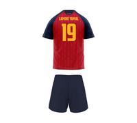 RFEF - Réplica Oficial de la Primera Equipación de la Selección Española de Fútbol 2026 - Minikit Pantalón y Camiseta de Lamine Yamal para Niño Unisex - 100% Poliester Transpirable - Talla 12 Años