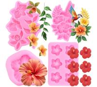 RFGHAC Hibisco Colibrí Silicona Fondant Moldes para Decoración de Pasteles Cupcake Topper Candy Chocolate Pasta de Goma 2 Piezas