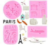 RFGHAC I Love Paris - Moldes de silicona para fondant, diseño de la Torre Eiffel, molde de viaje para decoración de pasteles de azúcar, decoración de cupcakes, pasta de goma de chocolate, arcilla