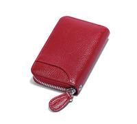 RFID Blocking Leather Wallet for Women,Excellent Women's Genuine Leather Credit Card Holder Ladies Small Blocked Accordion Wallets with Stainless Steel Zipper Compact Accordian ID Cards Bag Wine Red