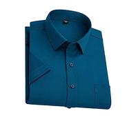 Rfmfkkg Camisa de vestir elástica de manga corta para hombre, para verano, formal, social, trabajo, casual, Camisa Corta Hombre 05, 4XL