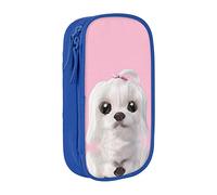 RFSHOP Bonito estuche de lápices de perro maltés de gran capacidad, bolsa de almacenamiento grande duradera con 3 compartimentos, imagen, Talla única, Pinafore