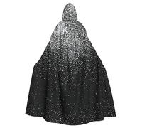 RFSHOP Capa con capucha de Halloween para adultos, 100% fibra de poliéster, capucha de gran tamaño con pajarita, cómoda y duradera, imagen de purpurina plateada brillante