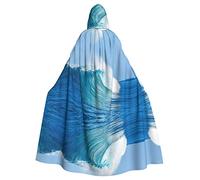 RFSHOP Capa con capucha de olas del océano azul, capa de Halloween, Navidad, disfraces de cosplay para hombres y mujeres, disfraz de adulto