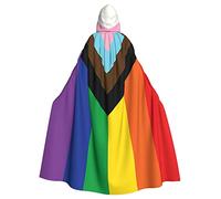 RFSHOP Capa con capucha del orgullo gay de la bandera del arco iris para Halloween, Navidad, disfraces de cosplay, unisex, talla única, poliéster