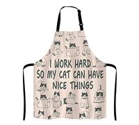RFSHOP Delantal divertido de gatos para el hogar, cocina, impermeable, para cocinar, hornear, jardinería, para mujeres y hombres, I Work Hard So My Cat Can Have Nice Things, Imagen, Taille unique