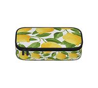 RFSHOP Estuche de lápices de acuarela con árbol de limón, bolsa de almacenamiento multifunción, bolsa de almacenamiento de cuero, bolsa de maquillaje, organizador de papelería con cremallera para