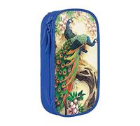 RFSHOP Estuche oriental con diseño de pavo real sobre árbol de flores, gran capacidad, bolsa de almacenamiento grande para bolígrafos, duradera, 3 compartimentos, imagen, Talla única, Pinafore