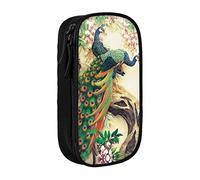 RFSHOP Estuche oriental con diseño de pavo real sobre árbol de flores, gran capacidad, bolsa de almacenamiento grande para bolígrafos, duradera, 3 compartimentos, imagen, Talla única, Pinafore