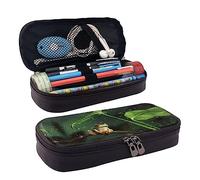 RFSHOP Estuche para lápices con diseño de rana de árbol de la paz, bolsa de lápices de gran capacidad, estuche de cuero duradero con cremallera, imagen, Talla única, Pinafore