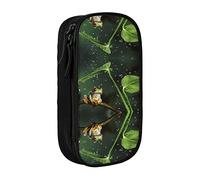 RFSHOP Estuche para lápices con diseño de rana de árbol de la paz de gran capacidad, bolsa de almacenamiento grande duradera con 3 compartimentos, imagen, Talla única, Pinafore