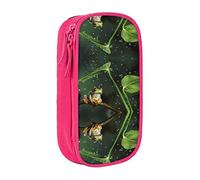 RFSHOP Estuche para lápices con diseño de rana de árbol de la paz de gran capacidad, bolsa de almacenamiento grande duradera con 3 compartimentos, imagen, Talla única, Pinafore