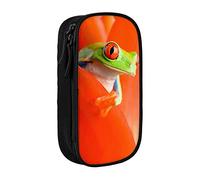 RFSHOP Estuche para lápices con diseño de ranas de árbol de ojos rojos, bolsa de gran capacidad, bolsa de almacenamiento grande duradera con 3 compartimentos, imagen, Talla única, Pinafore