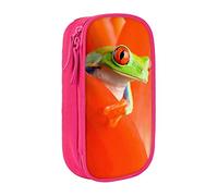 RFSHOP Estuche para lápices con diseño de ranas de árbol de ojos rojos, bolsa de gran capacidad, bolsa de almacenamiento grande duradera con 3 compartimentos, imagen, Talla única, Pinafore