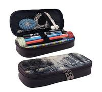 RFSHOP Estuche romántico de la Torre Eiffel de París, estuche de lápices de gran capacidad, estuche de cuero duradero con cremallera, imagen, Talla única, Pinafore