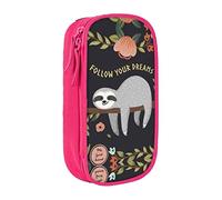 RFSHOP Follow Your Dreams Sloth - Estuche para lápices de gran capacidad, bolsa de almacenamiento grande duradera con 3 compartimentos, imagen, Talla única, Pinafore