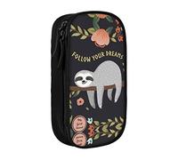 RFSHOP Follow Your Dreams Sloth - Estuche para lápices de gran capacidad, bolsa de almacenamiento grande duradera con 3 compartimentos, imagen, Talla única, Pinafore