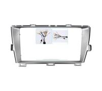 RFSHOP Panel Radio para Toyota para Prius 2010 9 Pulgadas Radio Coche Fascia Panel Estéreo Reajuste Audio Molduras Marcos Envolventes Kit Tablero Cubierta Kit Montage Autoradio(RHD Silver-Cord)