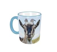 RFSHOP Taza de café de cerámica con diseño de cabra y cielo azul, 325 ml