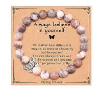 RFTWXHPN Pulseras de regalo inspiradoras para mujer, siempre cree en ti mismo, pulsera de mariposa para hija, esposa, pulseras de piedra natural para hermana, madre, regalo de aliento