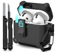 RFUNGUANGO Funda para AirPods de 4ª generación, compatible con AirPods de 4ª generación (2024), fuerte protección contra caídas, serie de apertura automática, color negro