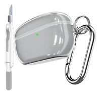 RFUNGUANGO - Funda Protectora Compatible con Sony WF-1000XM5 con Llavero y Herramienta de Limpieza, TPU Suave y Transparente (para Auriculares inalámbricos Sony WF1000XM5) - Negro Transparente