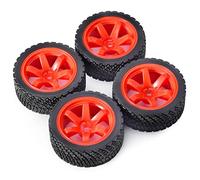RFVBG 4 Llantas de Goma hexagonales de 12 mm y 67 mm for Ruedas Rolly 1/10, for HPI, WR8, for HSP, 94177, for Wltoys, 1/14 144001 RC Car, for Tamiya, Rally Car Neumático para Coche RC(8006 704 Red)