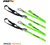 RFX Anillos de amarre de carrera Serie 1.0 (Alta visibilidad/Negro) con hebilla adicional y clip de mosquetón, negro