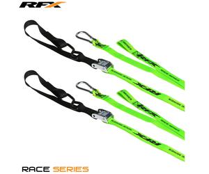 RFX Anillos de amarre de carrera Serie 1.0 (Alta visibilidad/Negro) con hebilla adicional y clip de mosquetón, negro