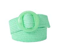Rfxcom Cinturón con Hebilla Ajustable para Mujer, Banda Elástica Tejida, Cinturón Ancho Trenzado, Color paja, Vintage, Verde, Talla única
