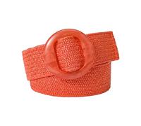Rfxcom Cinturón con Hebilla Ajustable para Mujer, Banda Elástica Tejida, Cinturón Ancho Trenzado, Color paja, Vintage, Naranja, Talla única