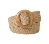 Rfxcom Cinturón con Hebilla Ajustable para Mujer, Banda Elástica Tejida, Cinturón Ancho Trenzado, Color paja, Vintage, Caqui, Talla única