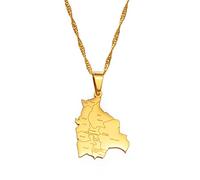 RFXSJY Collar Colgante Mapa Bolivia Mapa Ciudades Nombre Colgante Collares Para Mujeres Bolivianos Mapas Joyería Patriótico Regalos