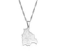 RFXSJY Collar Colgante Mapa Bolivia Mapa Ciudades Nombre Colgante Collares Para Mujeres Bolivianos Mapas Joyería Patriótico Regalos