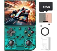 RG 35XXPro - Consola de juegos de mano retro de 3.5 pulgadas, pantalla IPS de 640 x 480, 3200 mAh, tarjeta TF integrada de 64 G, soporta múltiples simuladores, sistema Linux con protector de pantalla