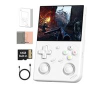 RG 35XXPro Consolas de juegos de mano RG35XXPro Consola de juegos retro con tarjeta de 64 GB, consola de videojuegos Linux 64 bits, soporte portátil de bolsillo, para arcade, compatible con más de 30