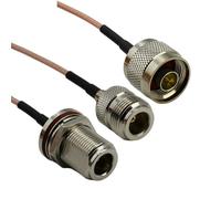 RG316 L16 N macho a hembra conector de mamparo Cable en espiral Cables coaxiales puente engarzado 1 Uds(Type 2,500CM)