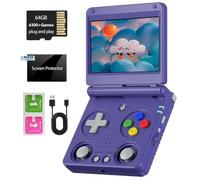 RG34XXSP - Consola de juegos plegable retro de mano, pantalla IPS de 3.4 pulgadas, sistema Linux hundido, doble joystick integrado, tarjeta TF de 64 G, emulador de mano, compatible con salida de TV