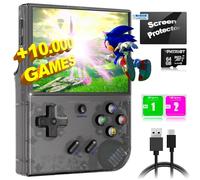 RG35XX Plus - Consola de Juegos de Mano IPS de 3.5 Pulgadas, Consolas de Juegos Retro, emulador clásico, Consola de Juegos preinstalada, Consola con Estuche, 64 GB - SVP Game (Negro Transparente)