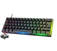 RGB 60% Teclado para Juegos, Mini Game Keyboard Mecánico Interruptor Marrón con 62 Teclas Compactas,18 RGB LED Chroma Backlit,Cable USB Tipo C Desmontable,Anti-Gghosting para PC Portátil Mac-Negro